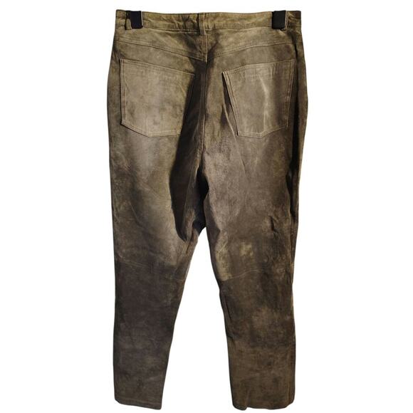 Brandon Thomas Suede Leather Pants Olive Green Women's Size 10 - Picture 2 of 4